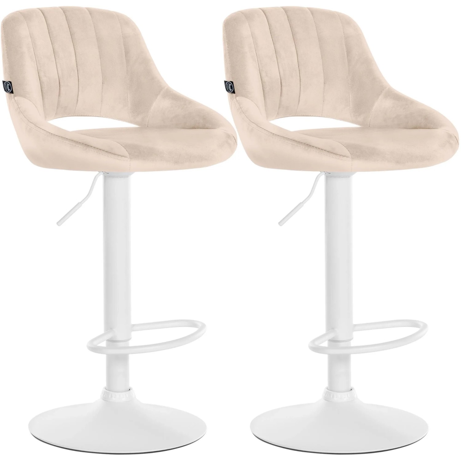 CLP 2er Set Barhocker Milet Samt Metall Matt Weiss/Creme