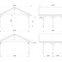 Technische Zeichnung: Palmako Doppelcarport Robert, Holz, braun, Maße und Ansichten.