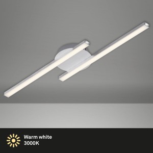 Moderne, silberne LED-Deckenleuchte von Briloner mit warmweißem Licht.