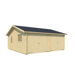 Lasita Maja Doppel Holzgarage Falkland mit Holztor, Natur, 575x575cm