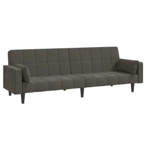 vidaXL Schlafsofa 2-Sitzer mit 2 Kissen Dunkelgrau Samt 375848