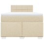 Cremefarbenes vidaXL Boxspringbett 120x190 cm mit Matratze und Kopfteil.