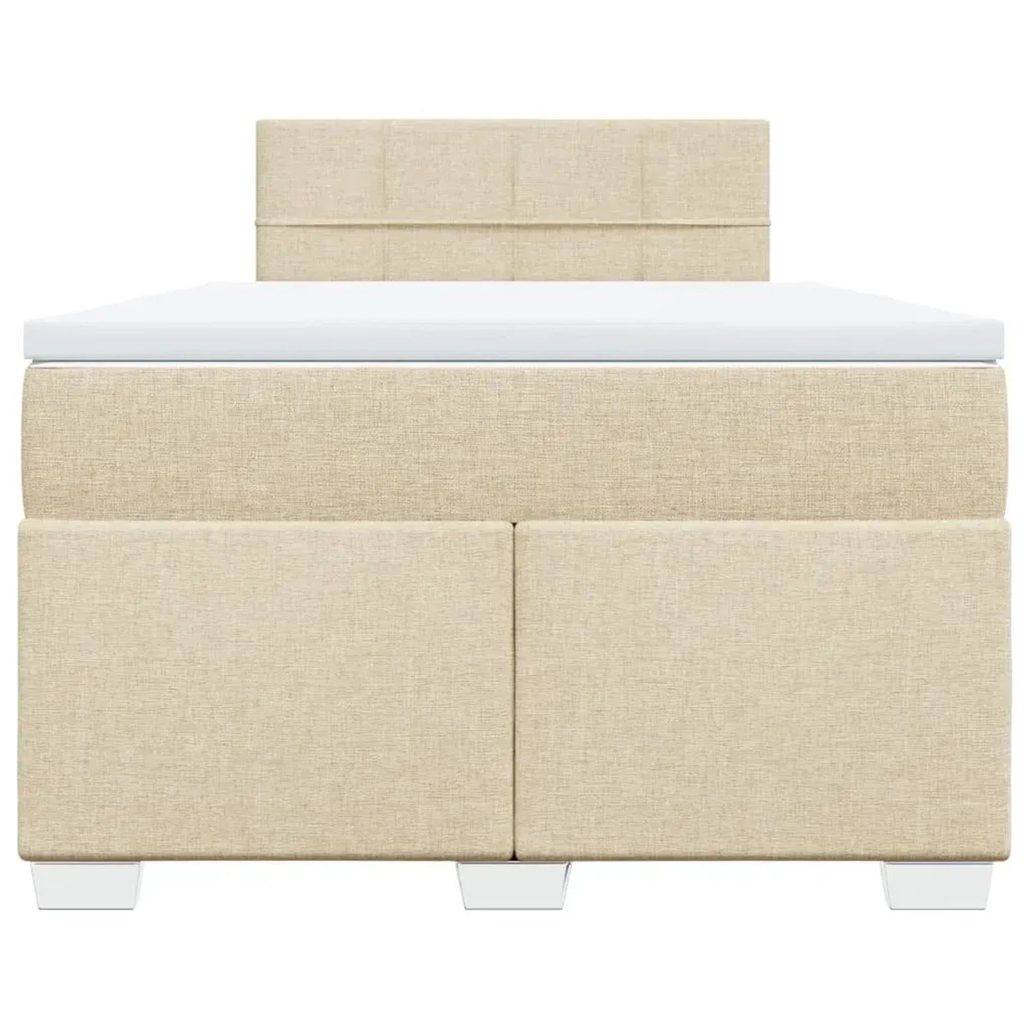 Cremefarbenes vidaXL Boxspringbett 120x190 cm mit Matratze und Kopfteil.