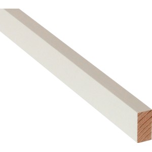 Weiß lackierte Rechteckleiste, 10x20x900 mm, aus Holz. Ideal für individuelle Raumgestaltung.