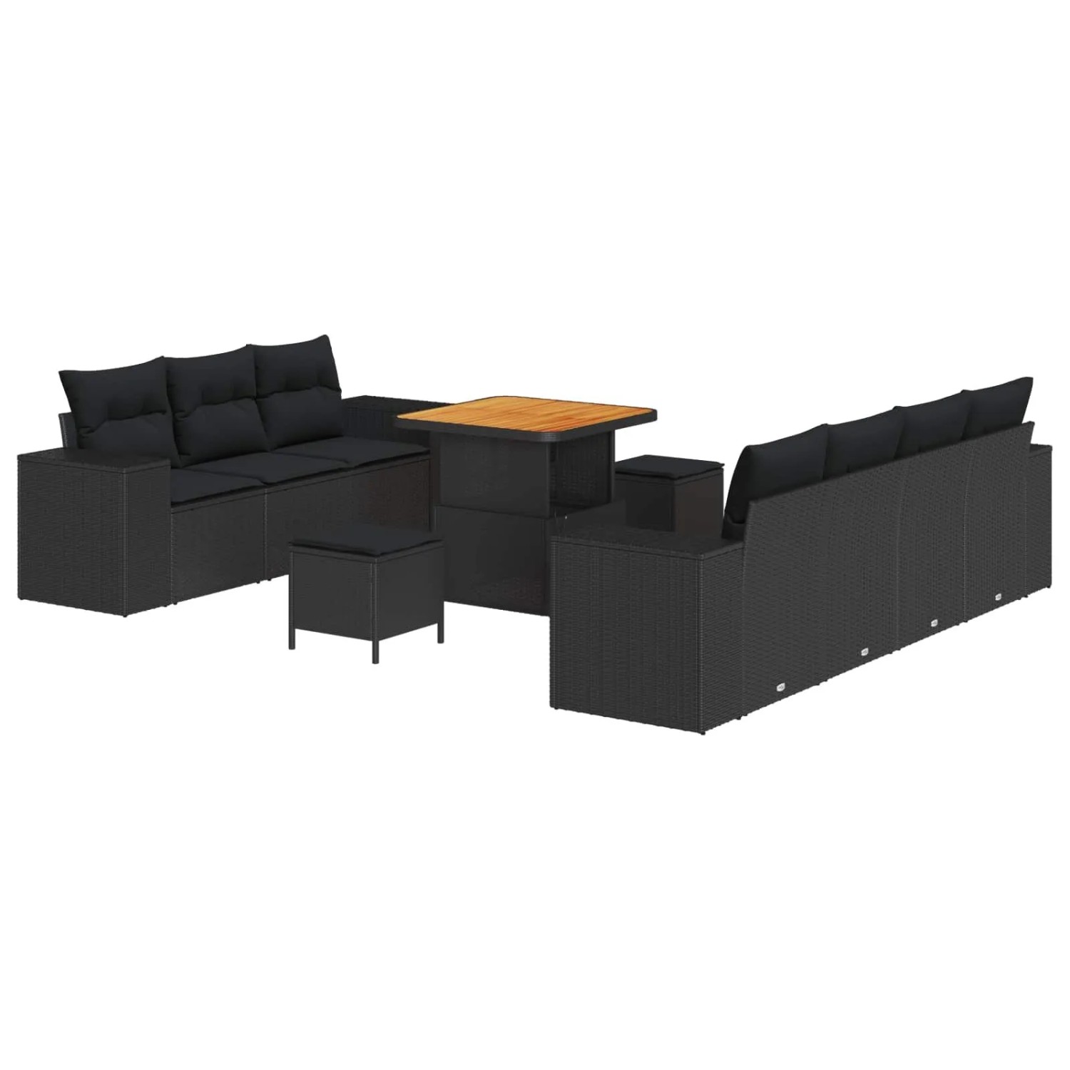 vidaXL Gartensofa-set mit Kissen 10-Tlg Schwarz Poly-Rattan 3363914 günstig online kaufen