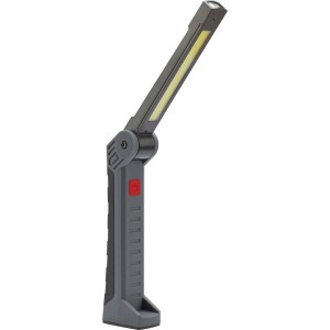 Klappbare LED Arbeitsleuchte in Schwarz-Grau, aufladbar, 300 Lumen für Werkstatt & Baustelle.
