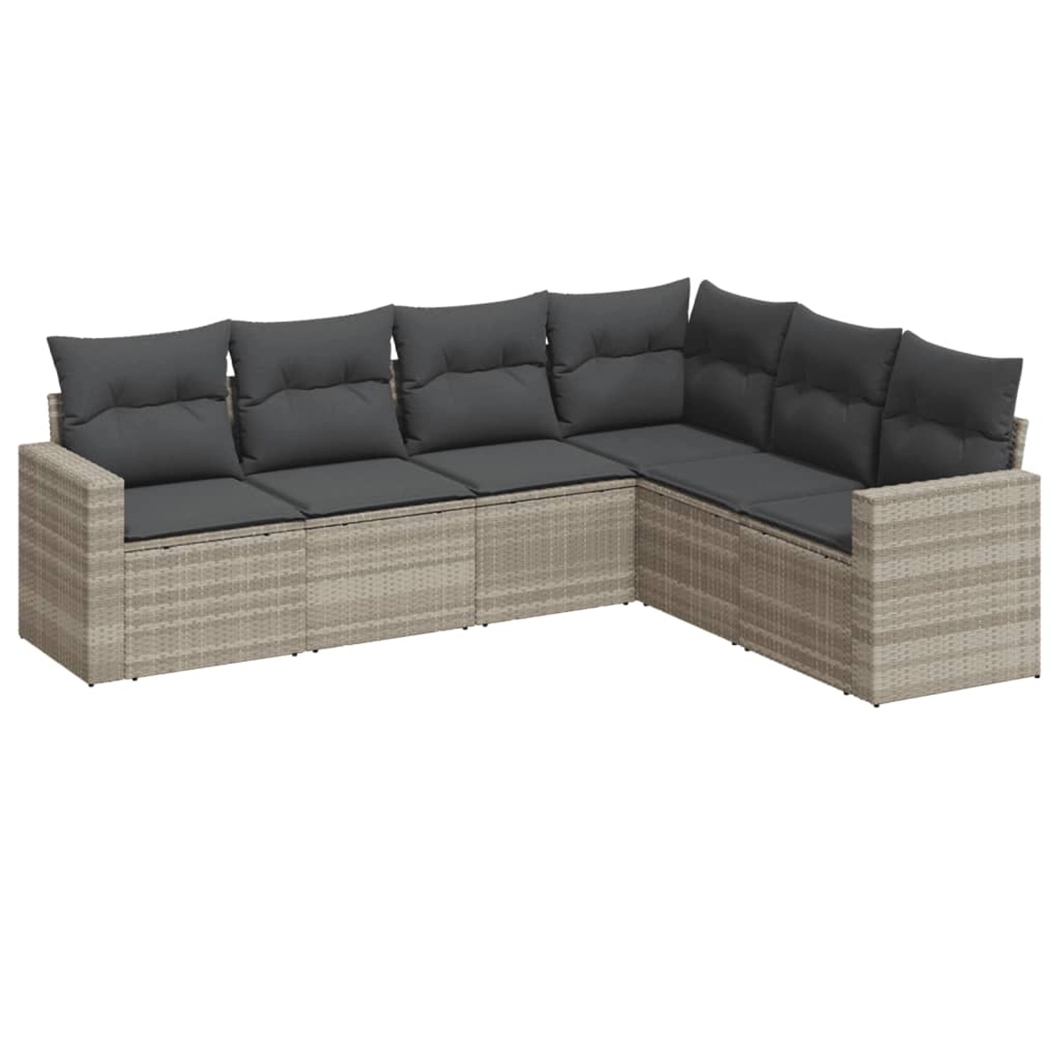 vidaXL 6-Tlg Garten-Sofagarnitur mit Kissen Hellgrau Poly Rattan 3219002