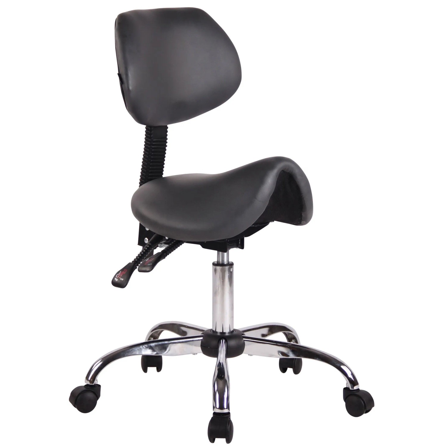 DELUKE Sattelhocker Mit Lehne KOLLI Höhenverstellbar Drehbar Kunstleder Arbeitshocker Arzthocker Bürohocker Drehhocker G...