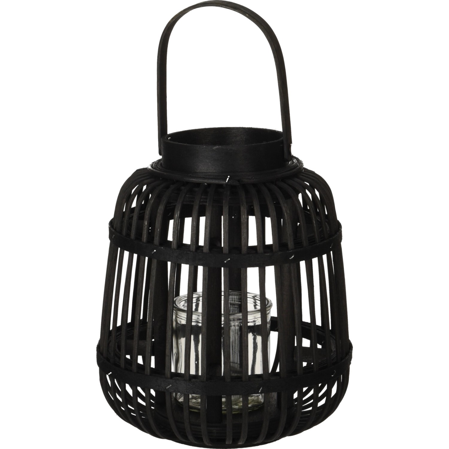 Laterne Bambus Ø 19 cm x 24 cm Schwarz