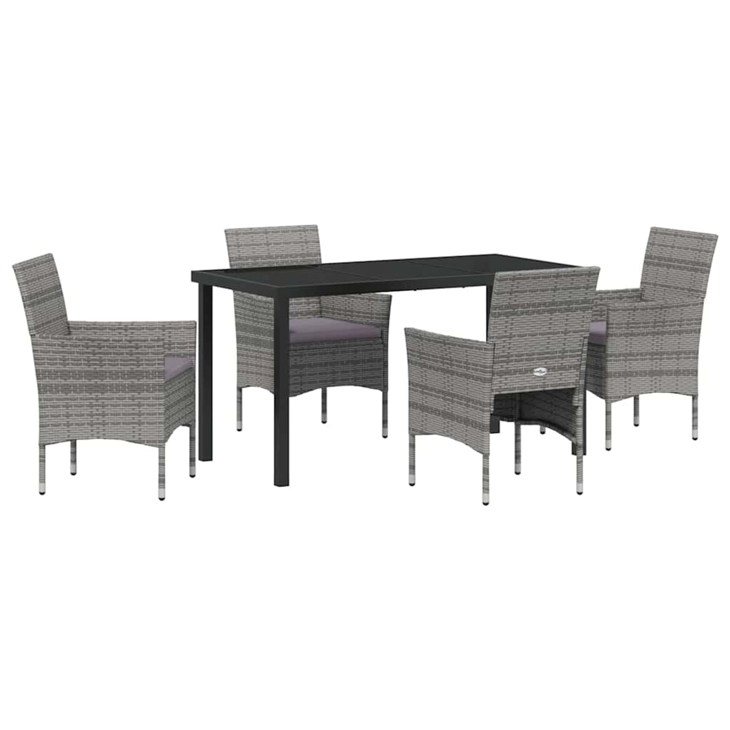 vidaXL 5-Teiliges Garten-Esszimmer Set in Grau aus Poly Rattan 3379732