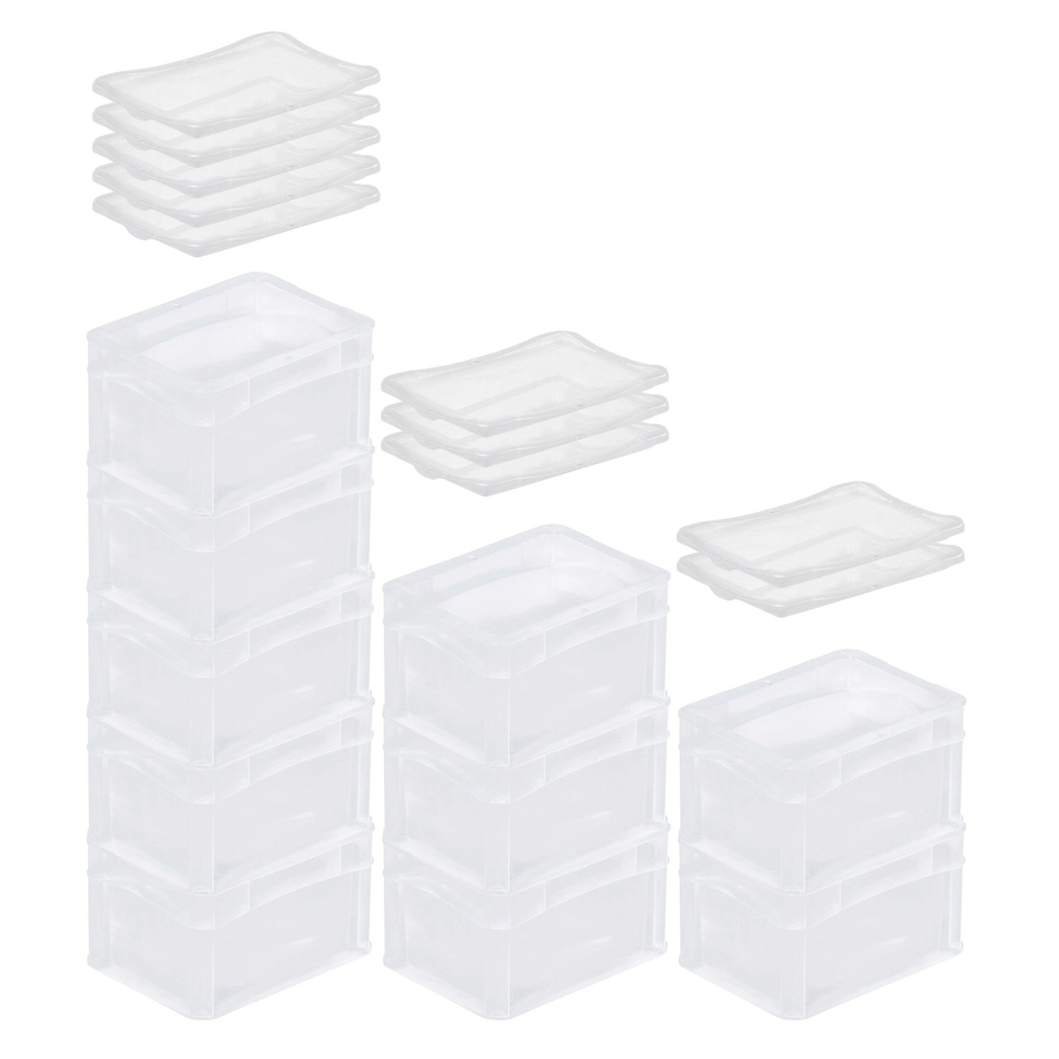 SuperSparSet 10 x Transparenter Eurobehälter BasicLine Mit Geschlossenem Griff und Klickdeckel HxBxT 12 x 15 x 20 cm 2,2...