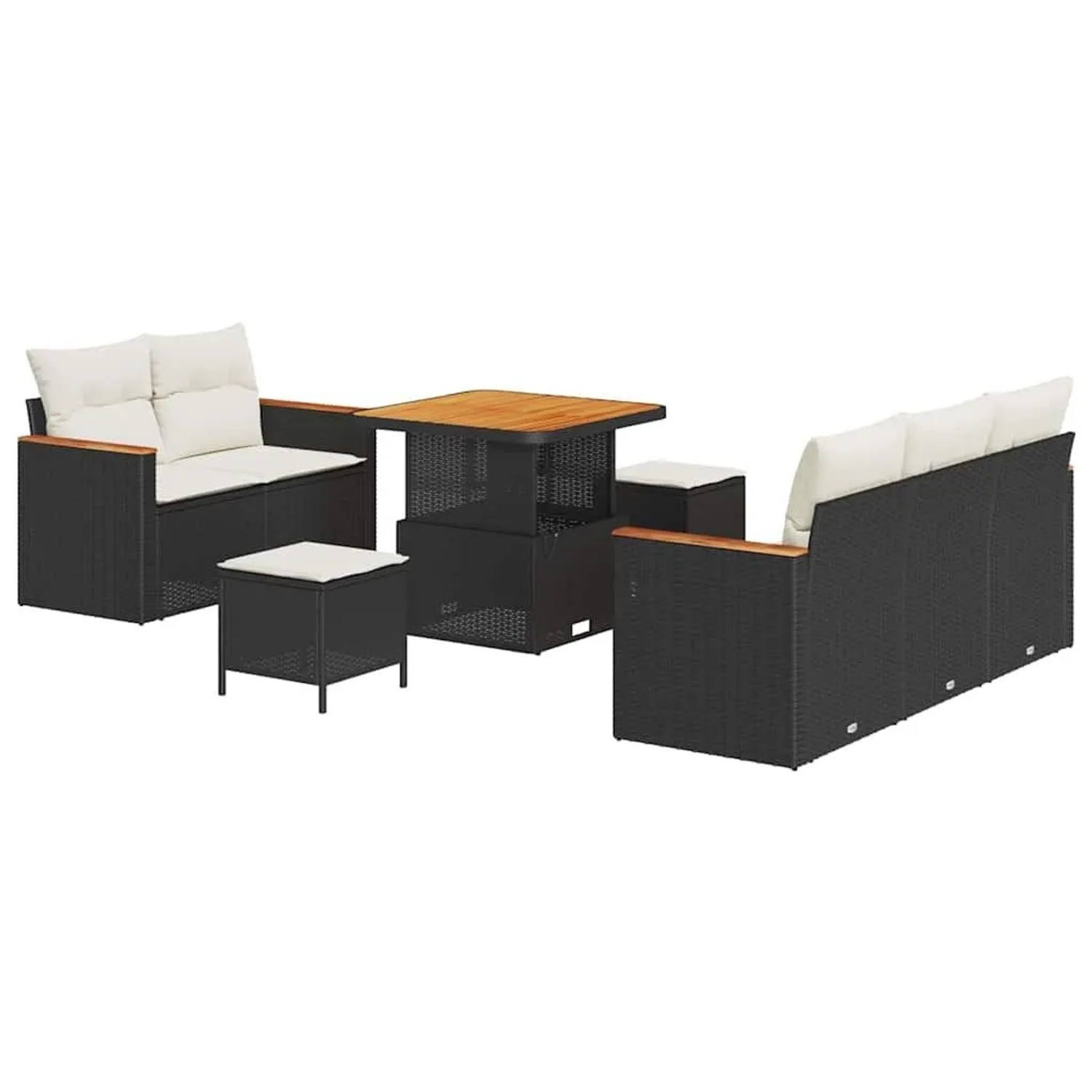 vidaXL Gartensofa-Set mit Kissen 10 Stk Schwarz und Creme Poly-Rattan 33649 günstig online kaufen