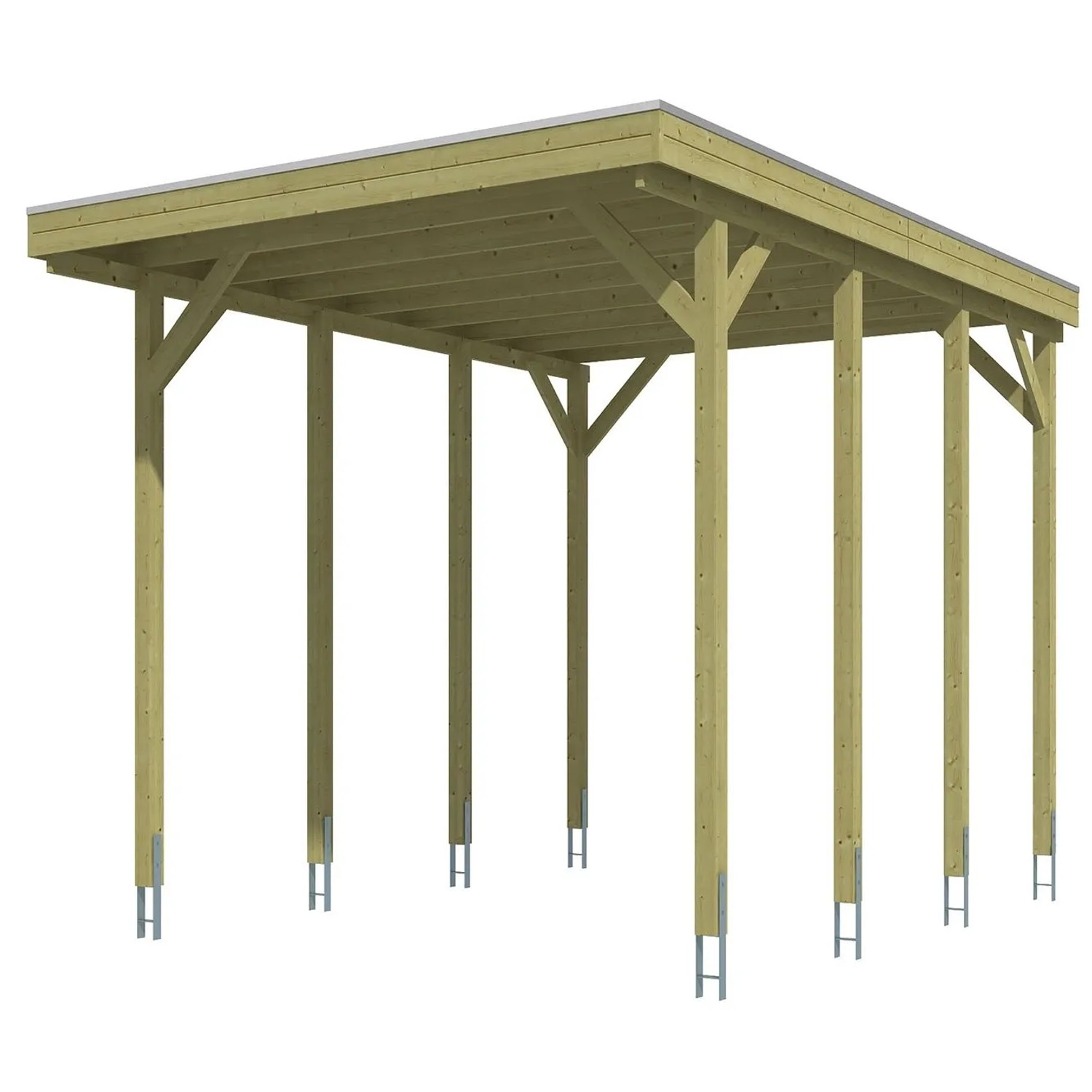 Skan Holz Caravan-Carport Friesland mit Stahldach 402 cm x 555 cm Grün