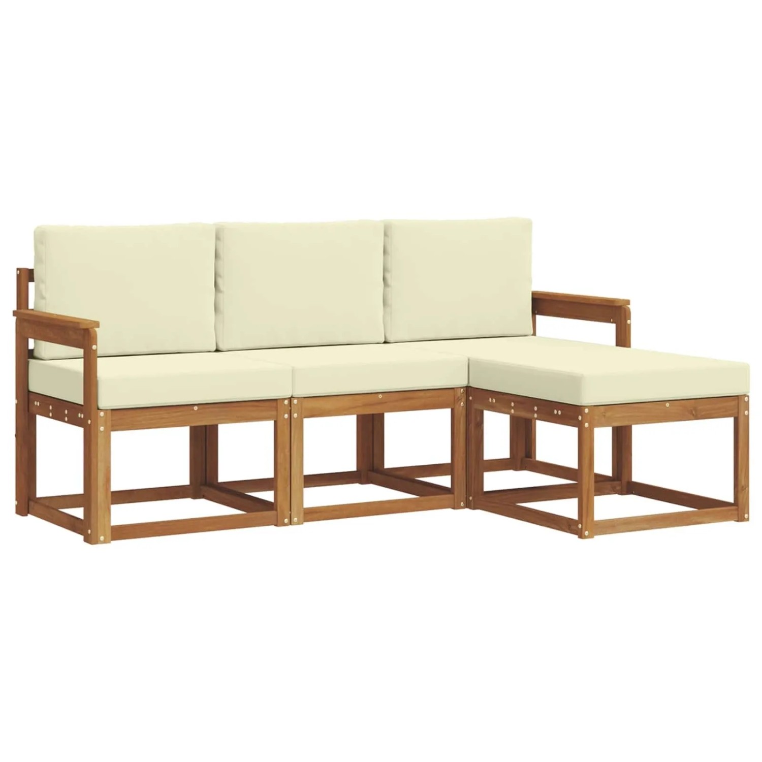 vidaXL Outdoor-Sofagarnitur mit Kissen 4 Stk Natur und Creme 3366208