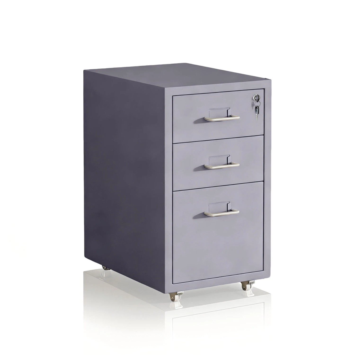 Relaxdays Rollcontainer Stahl Grau Abschließbar mit 3 Schubladen 45,4 cm x 28 cm x 41 cm 8,7 kg