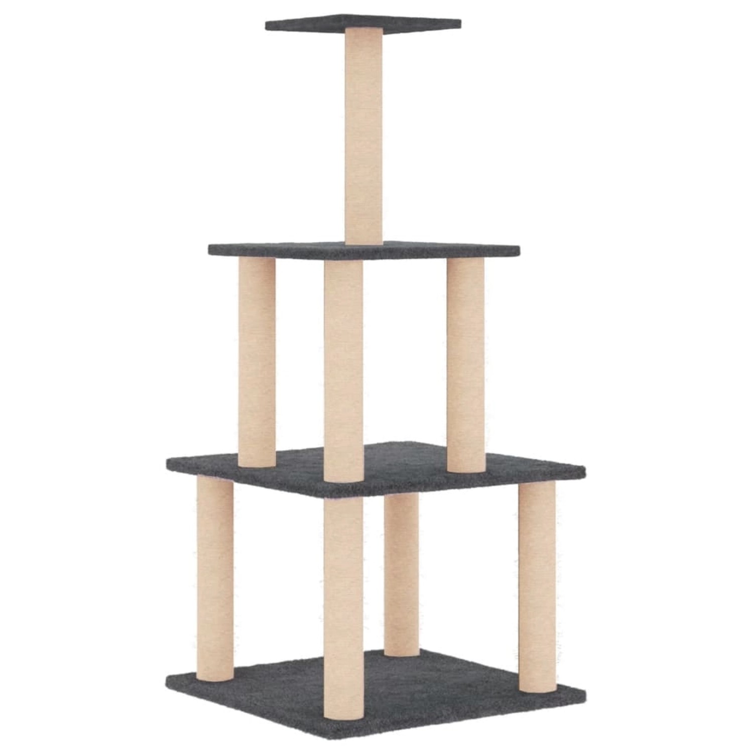 vidaXL Kratzbaum mit Sisal-KratzSäulen Dunkelgrau 111 cm