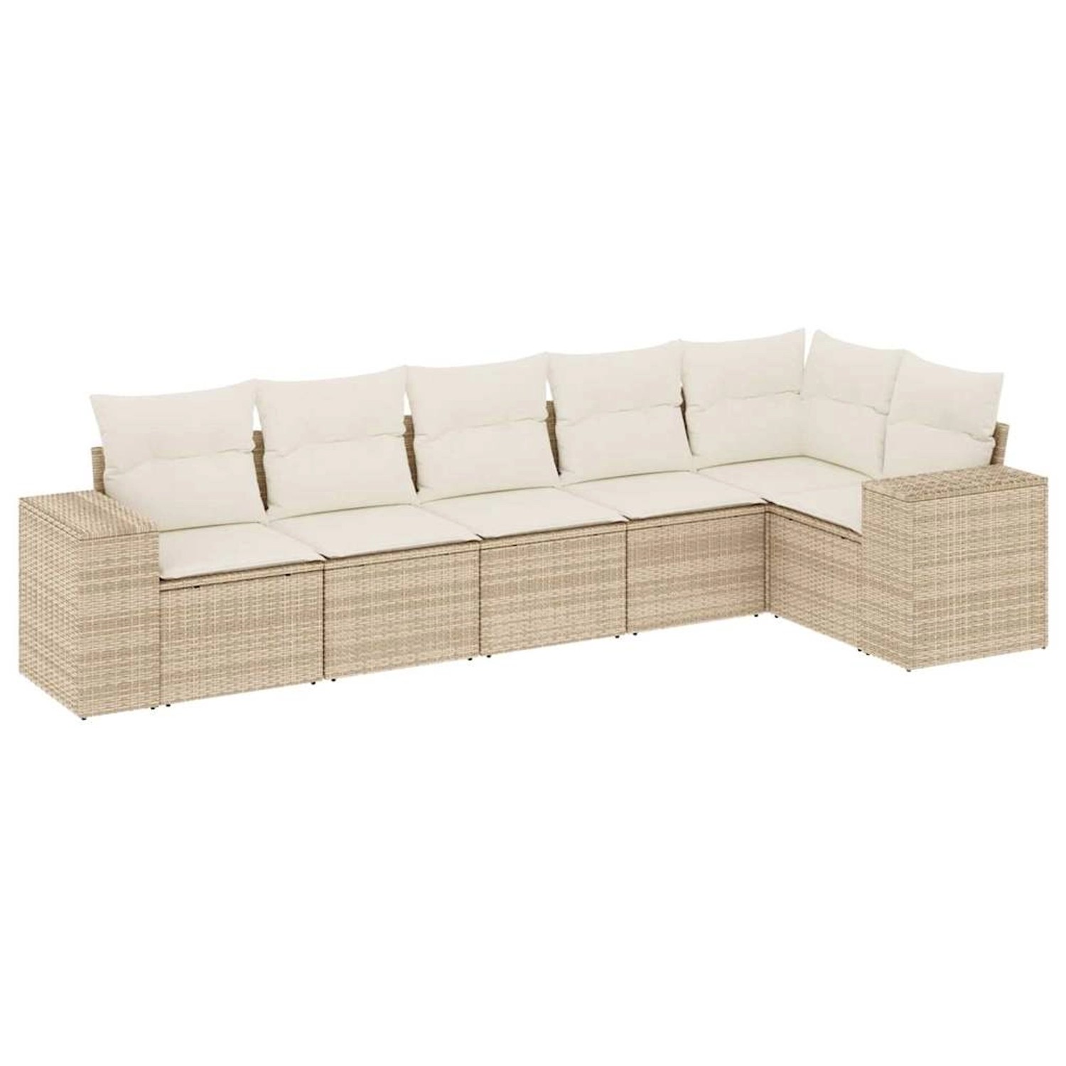 vidaXL 6-tlg Garten-Sofagarnitur mit Kissen Beige Poly Rattan Modell 292