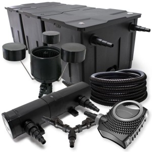 SunSun Filter Set für 90000l Teiche mit 24W Klärer, 70W Pumpe, 25m Schlauch und Skimmer.
