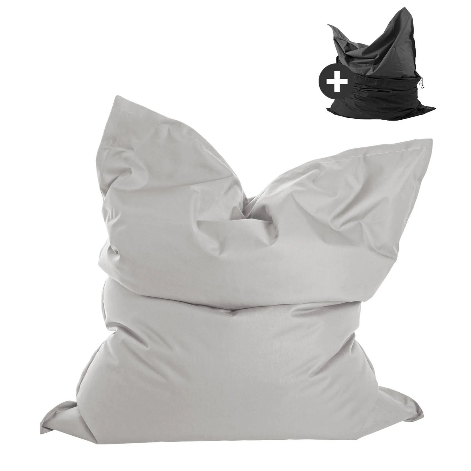 mokebo Sitzsack Outdoor XXL mit Wasserfester Schutzhülle Der Große Bean Bag oder Riesen-Sitzsack in Grau