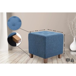DELUKE Sitzhocker CELIS Stoff Blau 45x45x46cm Hocker Schlafzimmer Polsterhocker Wohnzimmer Sitzbank Esszimmer