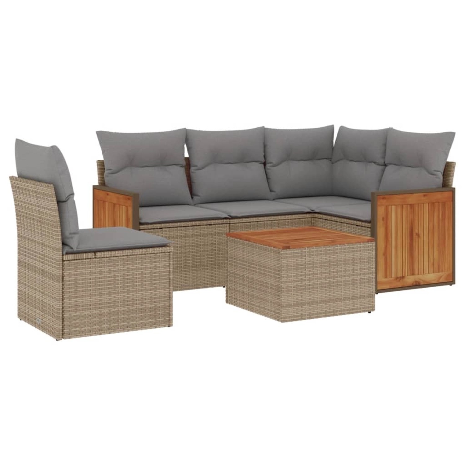 vidaXL 6-Tlg Garten-Sofagarnitur mit Kissen Beige Poly Rattan 3260064