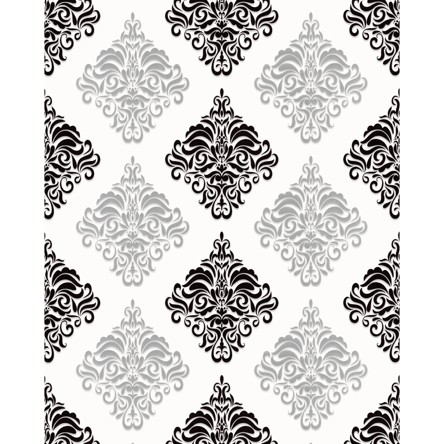 EDEM 85024BR20 Barock Tapete metallische Akzente Weiß Schwarz Silber 0,53 m günstig online kaufen