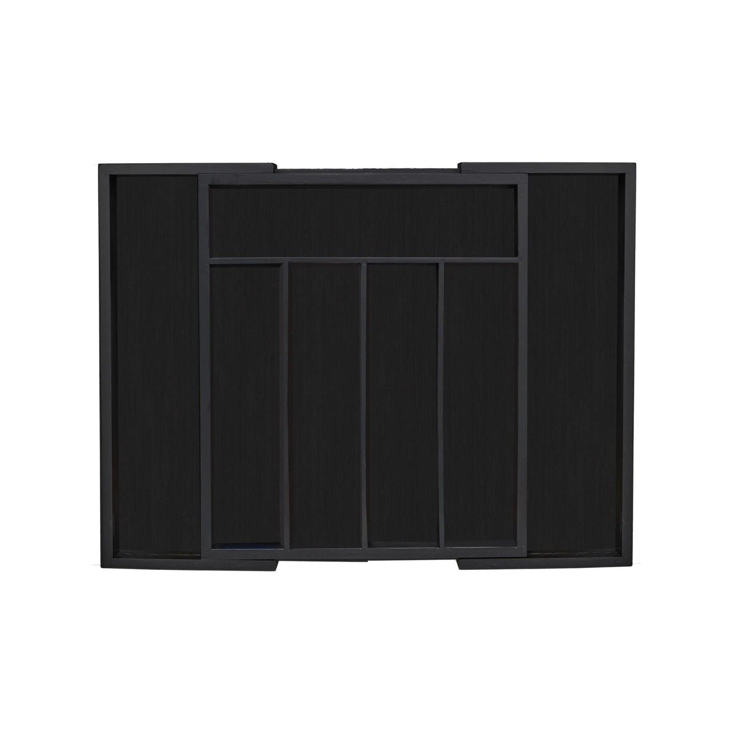 Relaxdays Besteckkasten Bambus Schwarz Ausziehbar 5,5 cm x 48,5 cm x 37 cm 1,6 kg