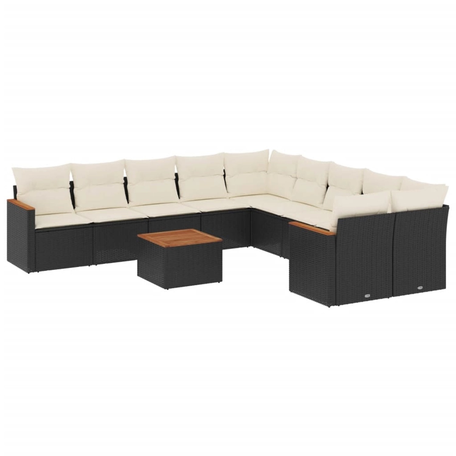 vidaXL 11-Tlg Garten-Sofagarnitur mit Kissen Schwarz Poly Rattan 3226357 günstig online kaufen