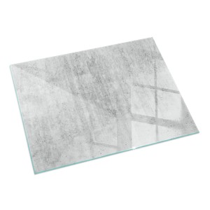 Tulup Glasplatte für Kamin Rohbetonstruktur Kaminofen Glas Bodenplatte Rechteck 60x40 cm Grau Glasplatte für Kamin Glasbodenplatte für Kaminöfen