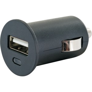 Schwarzes Schwaiger KFZ-Ladegerät mit USB-Anschluss für Handy-Zubehör.