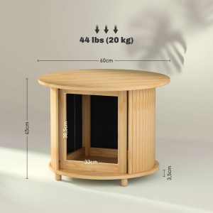 HOMCOM Couchtisch aus Bambus, runder Wohnzimmertisch mit Stauraum, 60x45 cm.