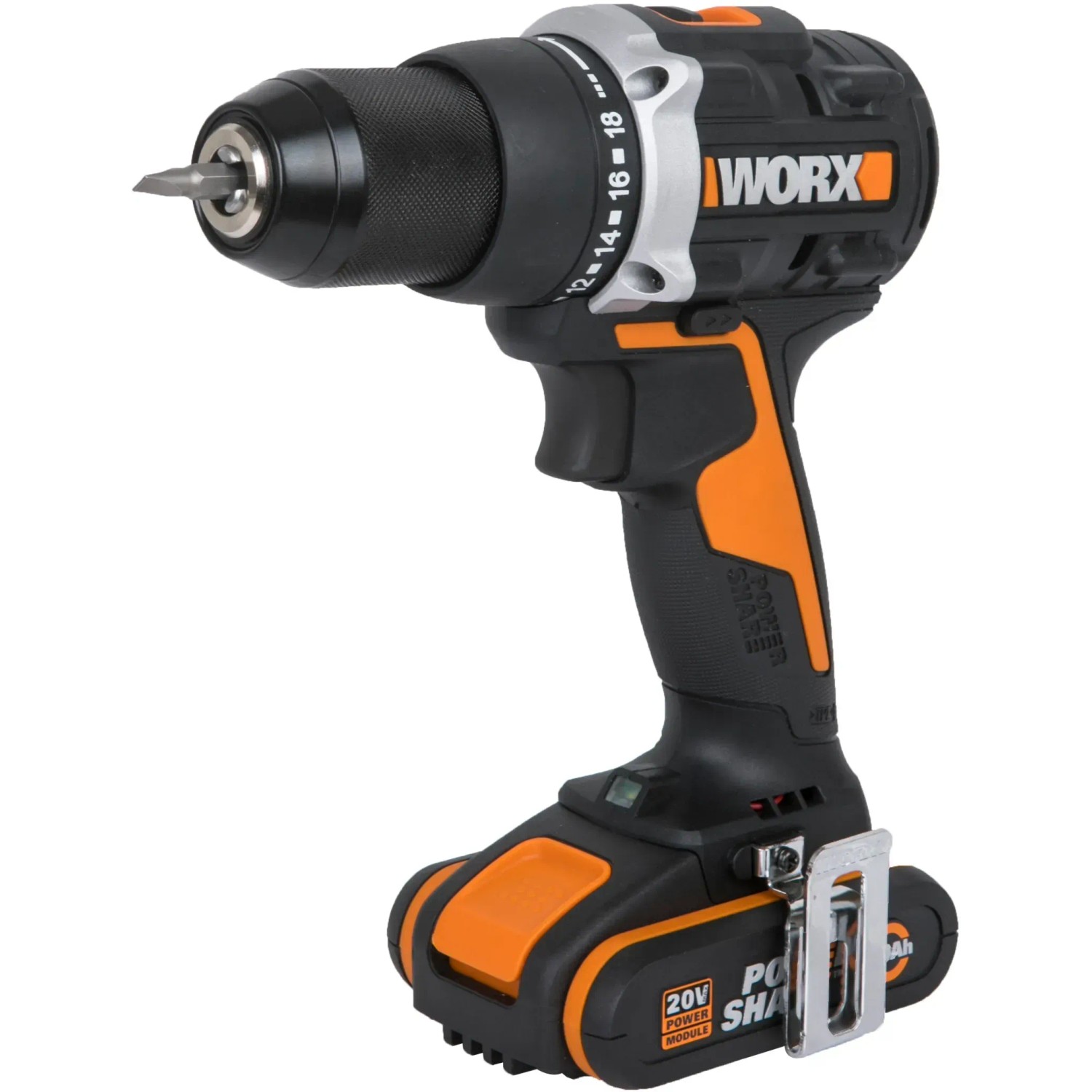 Worx Akku-Bohrschrauber WX102 mit 2 Ah Akkus, schwarz-orange. Akkuschrauber für Bohr- und Schraubarbeiten.