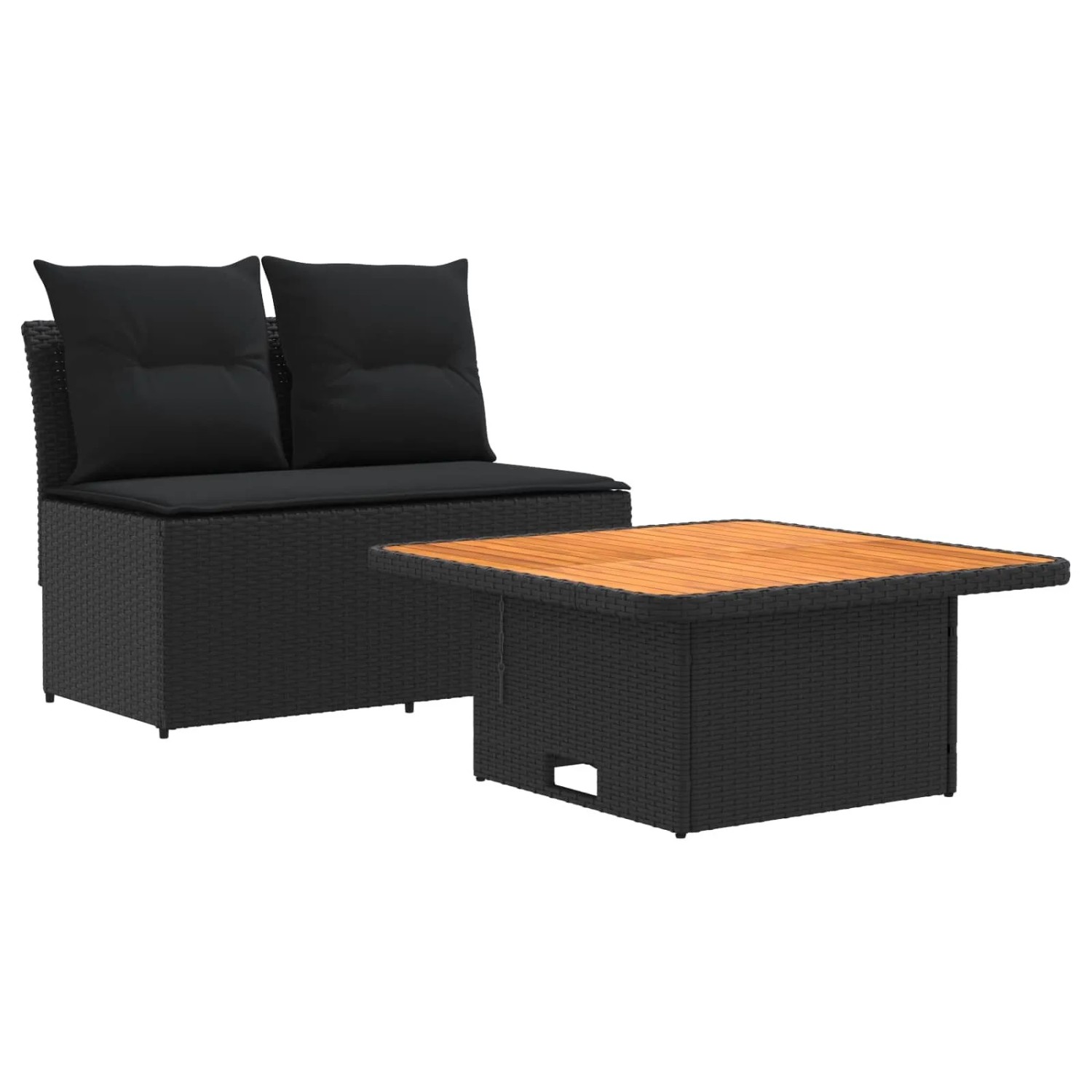 vidaXL 2 Stück Garten Mittel Sofa Mit Hochklapptisch Poly-Rattan 42025390