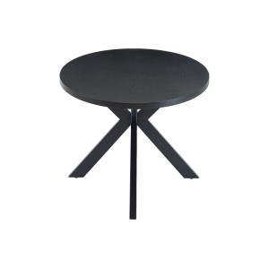 Schwarzer Linioma Esstisch mit runder Platte und modernem Dreifußgestell. Design Tisch in Schwarz.