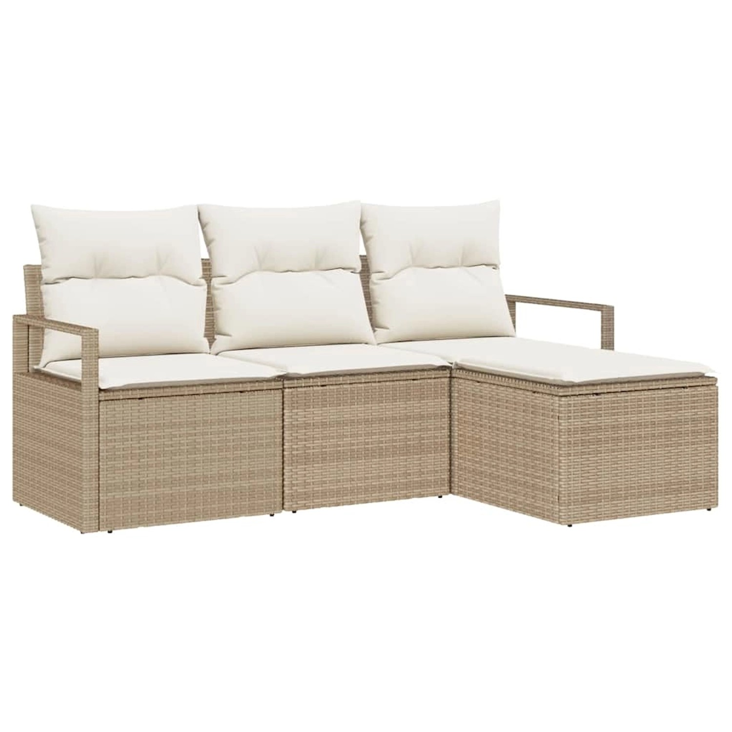 vidaXL Garten-Sofa-Set 4-Tlg Beige Poly Rattan 3346331 günstig online kaufen
