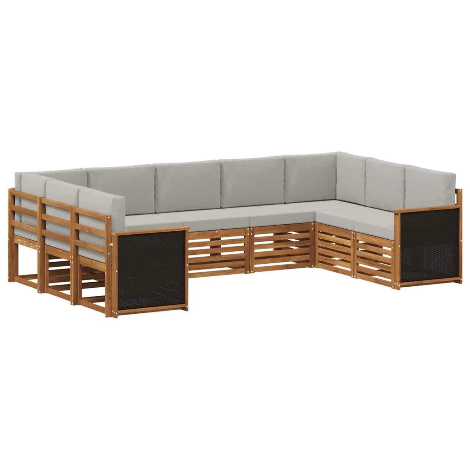 vidaXL Ecksofa Set mit Kissen 7 Stk Natur und Hellgrau 3384822
