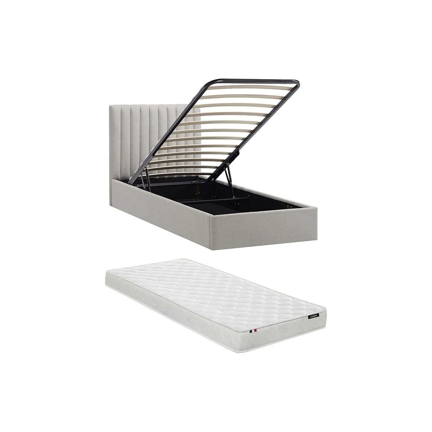 Vente-unique Bett Mit Bettkasten Saraneli Hellgrau 98 cm