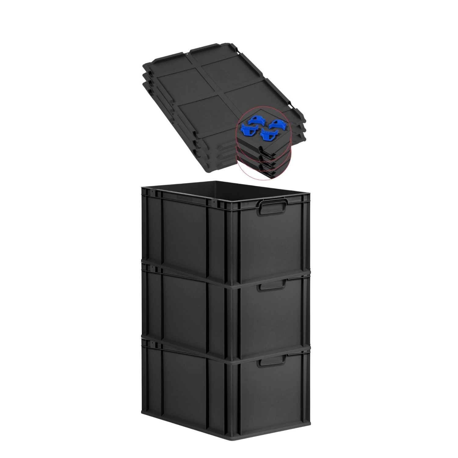 PROREGAL SuperSparSet 3x Eurobox Nextgen Grip Mit Auflagedeckel Und Blauen günstig online kaufen