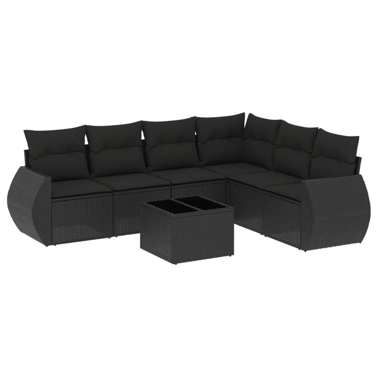 vidaXL 7-Tlg Garten-Sofagarnitur mit Kissen Schwarz Poly Rattan 3221414 günstig online kaufen