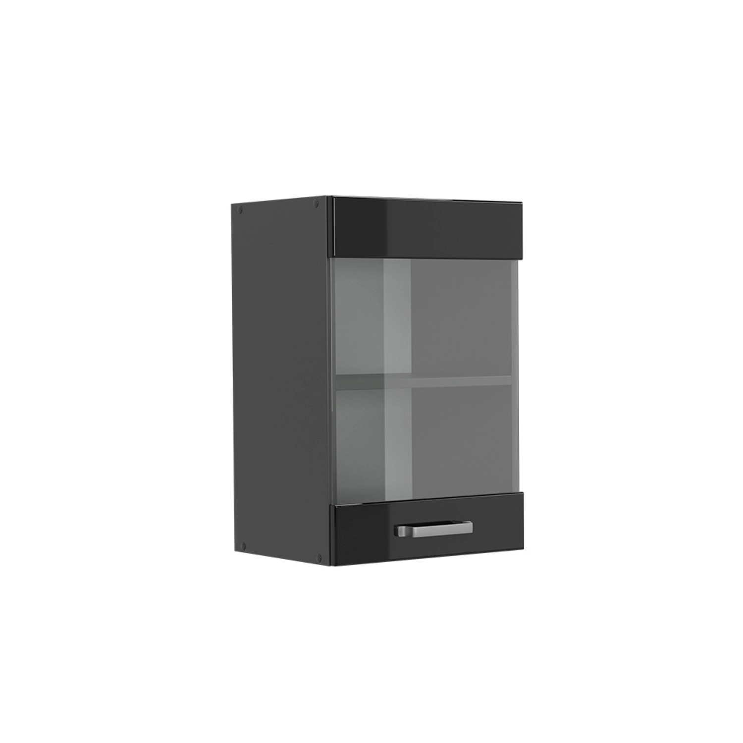 Thumbnail - Vicco Küchenglasschrank R-Line Glashängeschrank Schwarz Hochglanz/Anthrazit 40 cm