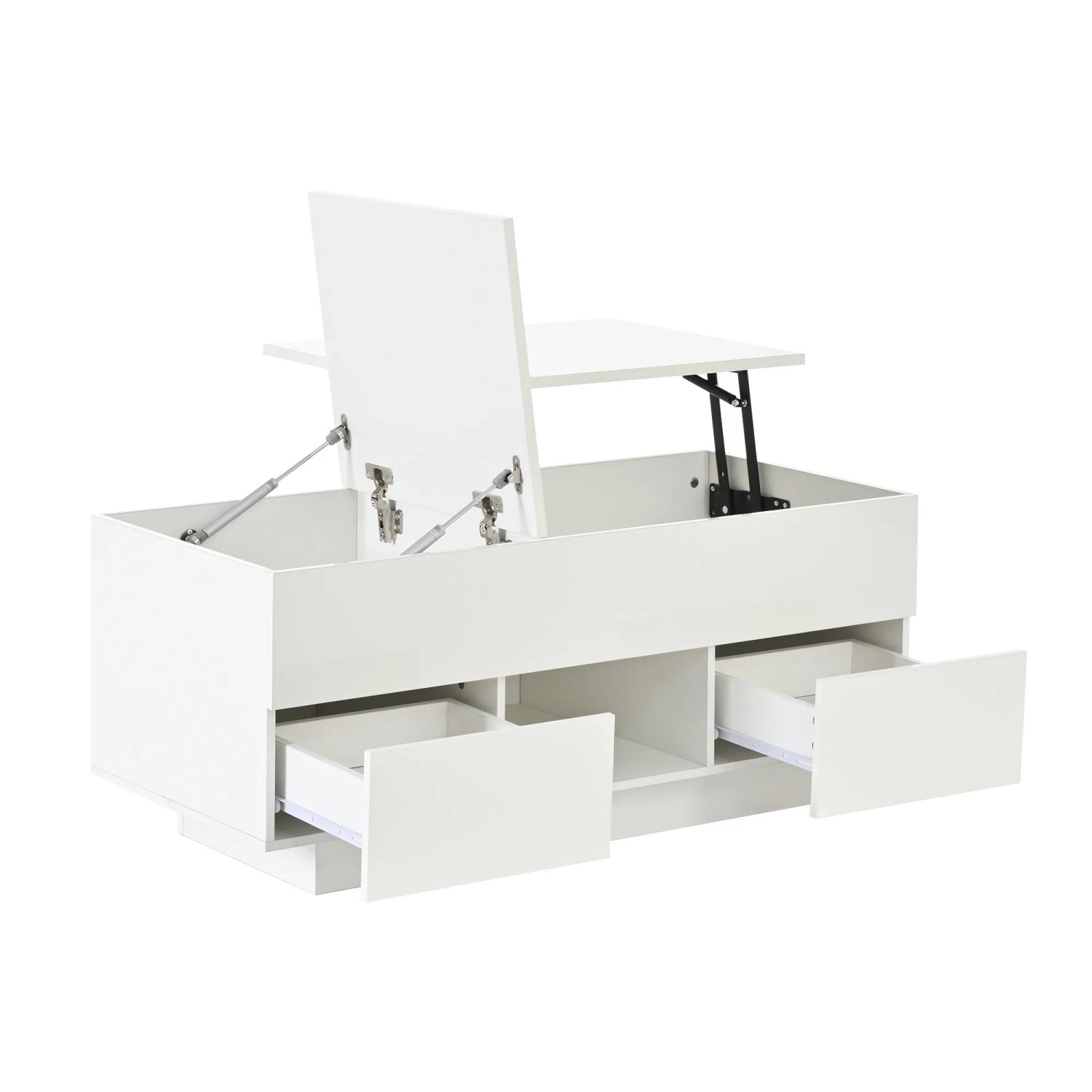okwish Couchtisch mit Spanplatte Wohnzimmer LED Schublade 100x45x43cm Weiß