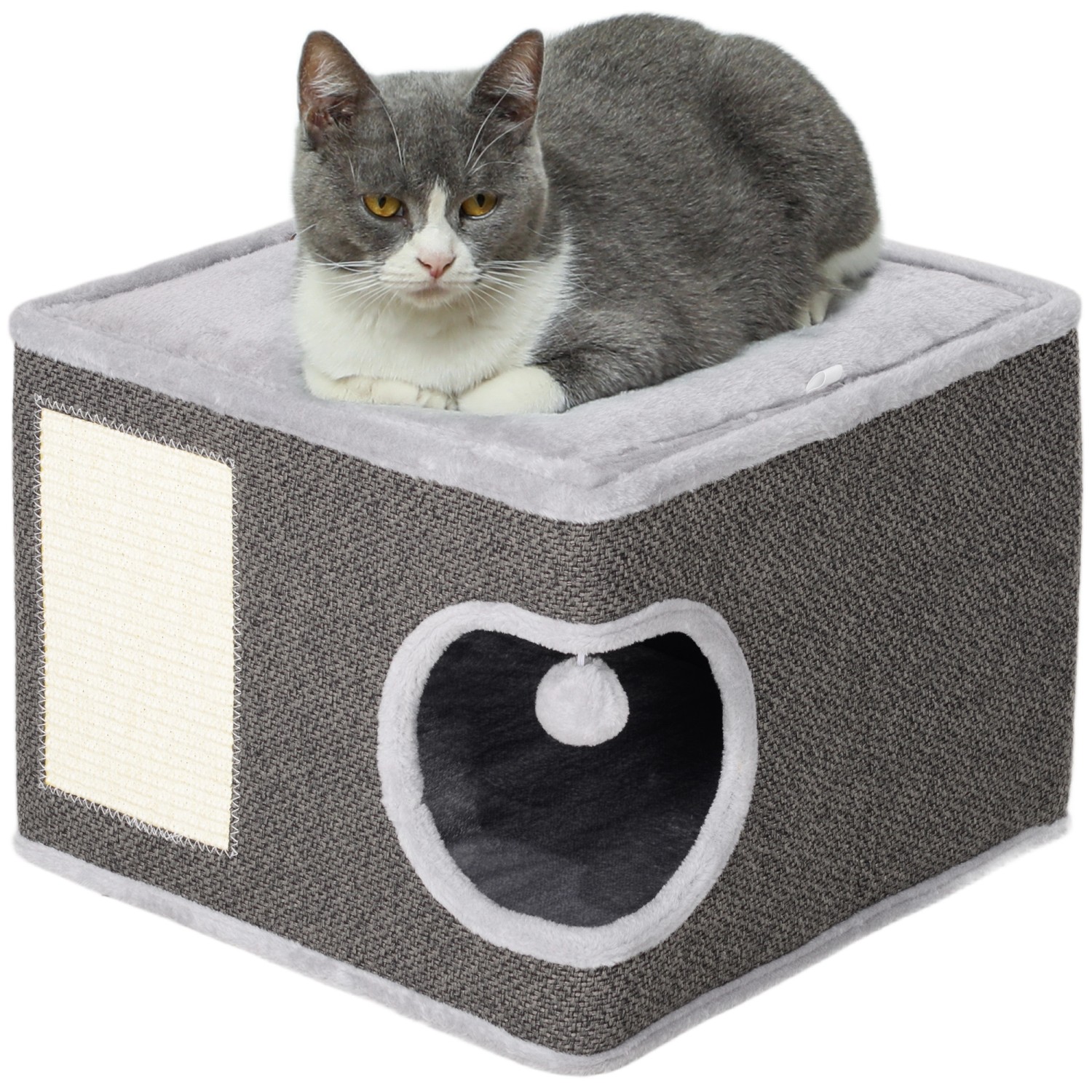PawHut Katzentonne Polyester Schaumstoff Dunkelgrau 45L x 45B x 35H cm