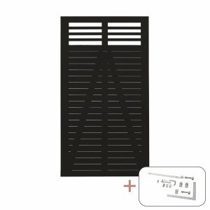 Schwarzes Decora Gartentor aus Nadelholz, 100x180 cm, mit Beschlägen für die Selbstmontage.