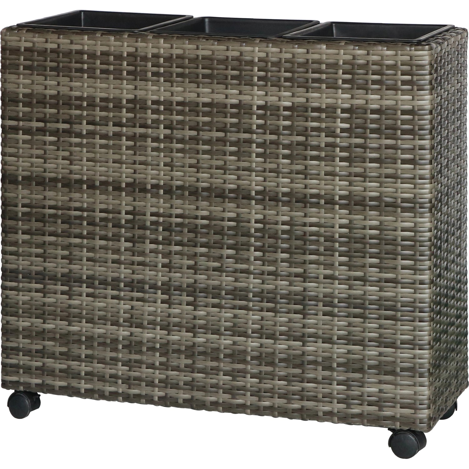 Pflanzkasten mit Rollen Polyrattan Anthrazit-Grau 82 cm x 28 cm x 72 cm günstig online kaufen