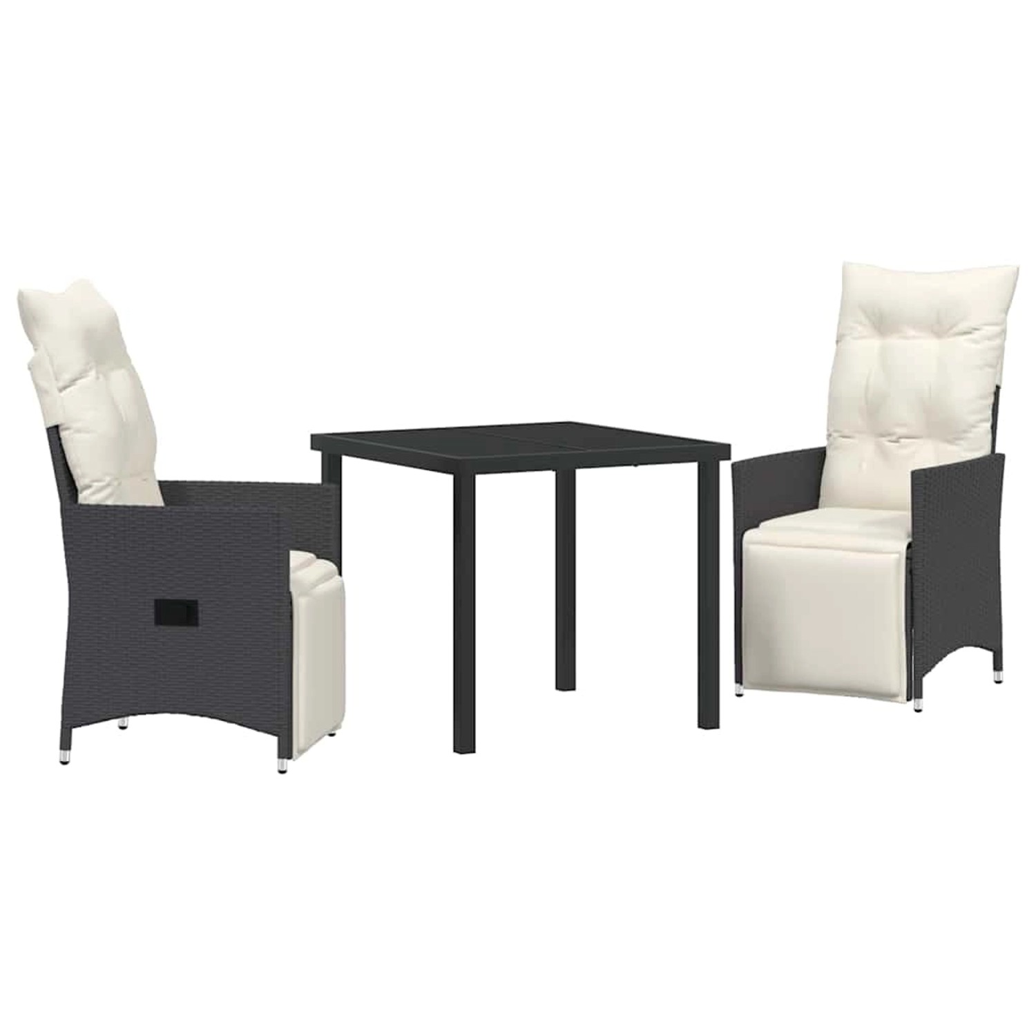 vidaXL Garten Essgruppe mit Kissen 3-Tlg Schwarz Poly Rattan 3379562 günstig online kaufen