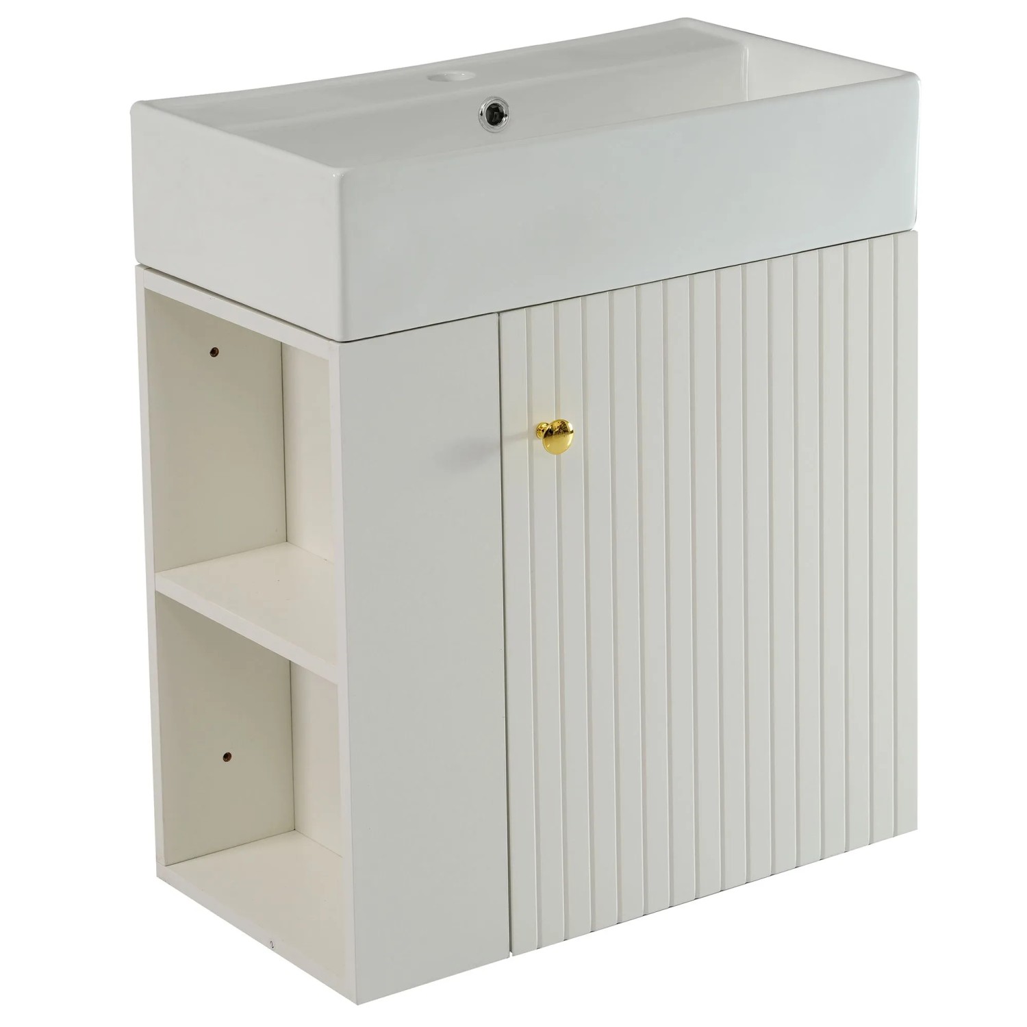 PXloue Badmöbel Set 55 cm mit Waschbecken Waschtischunterschrank hängend Weiß für Gäste WC
