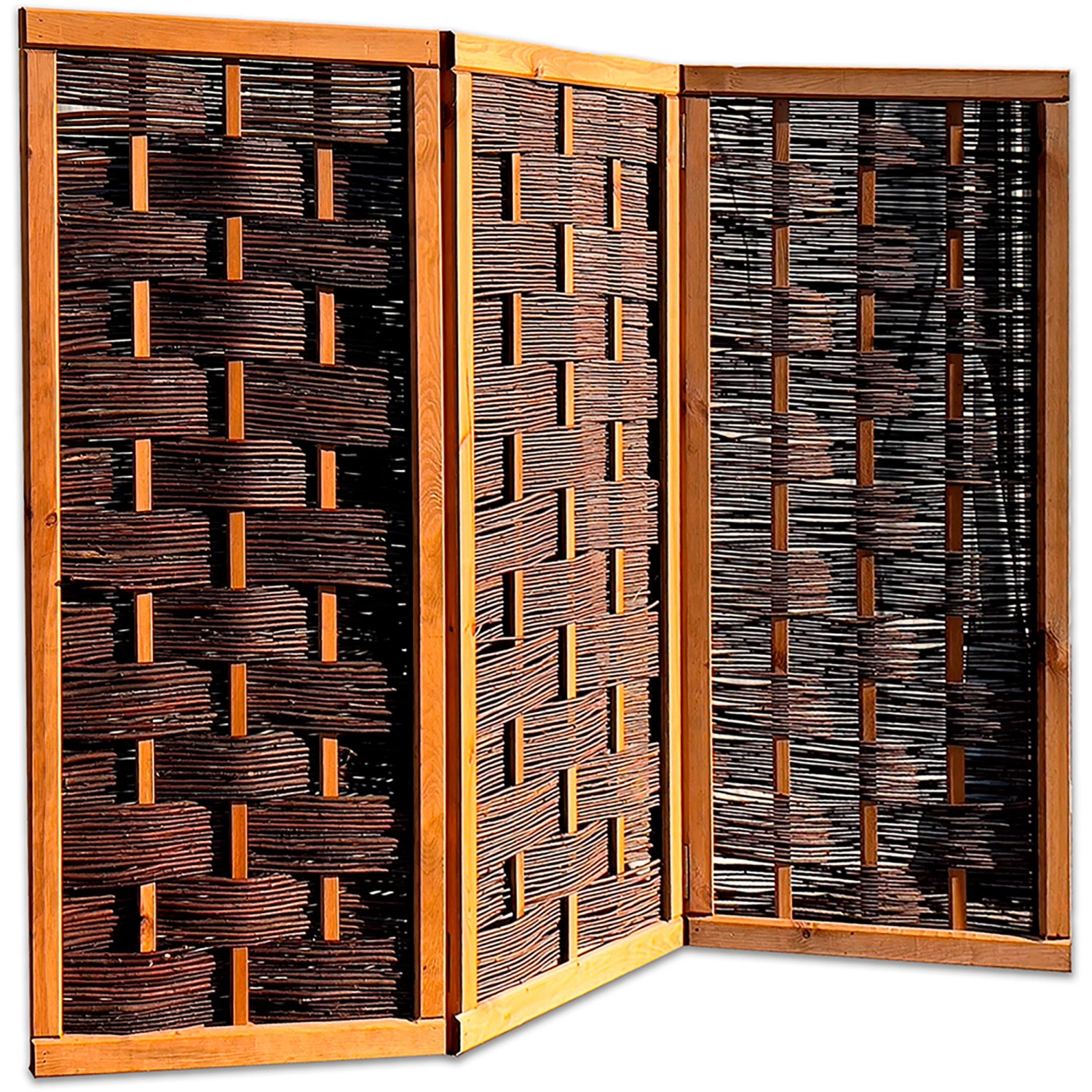 Noor Paravent Deluxe Weide 3teilig 180 cm x 180 cm x 5 cm Naturfarbe