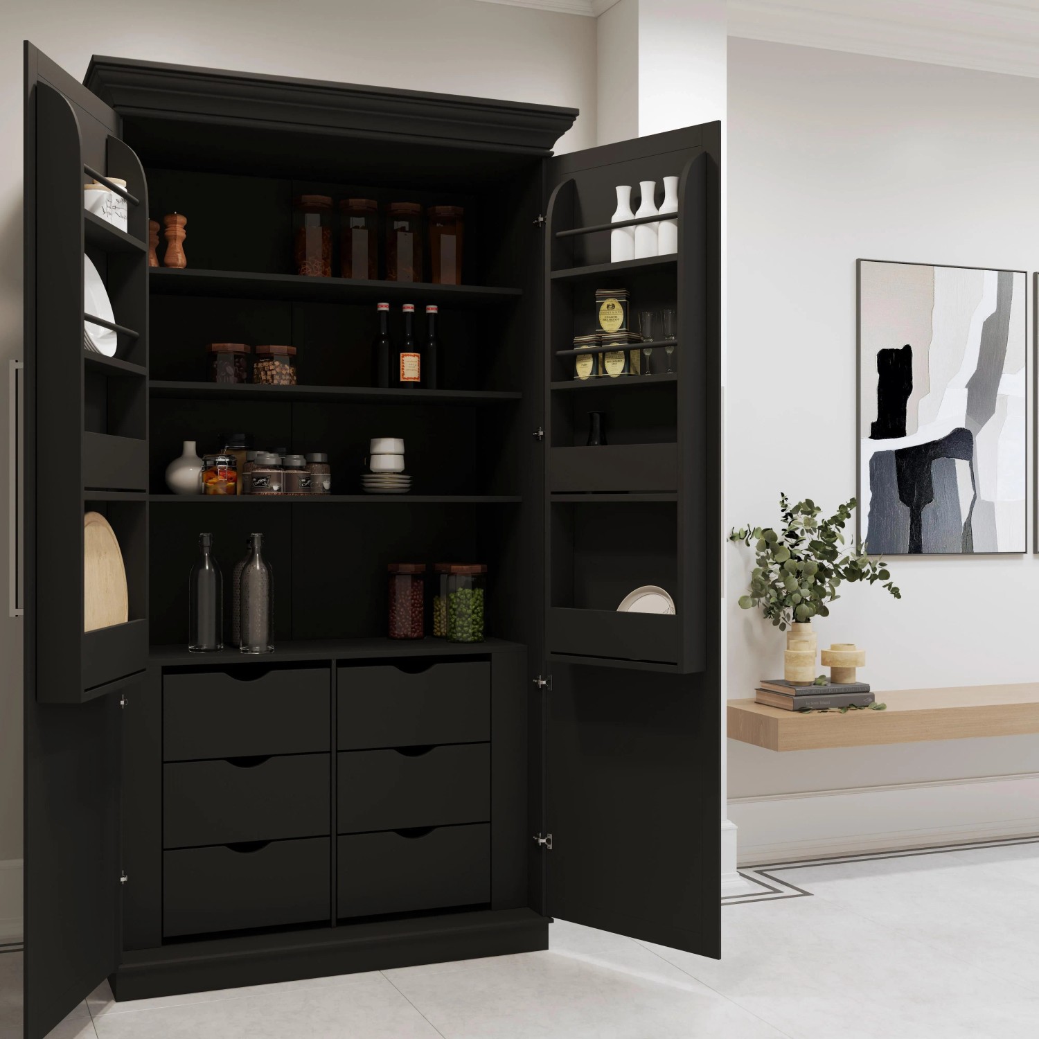 Bessagi Home Kredenz Alvaro ca. 122x220x54 cm Holz Schwarz