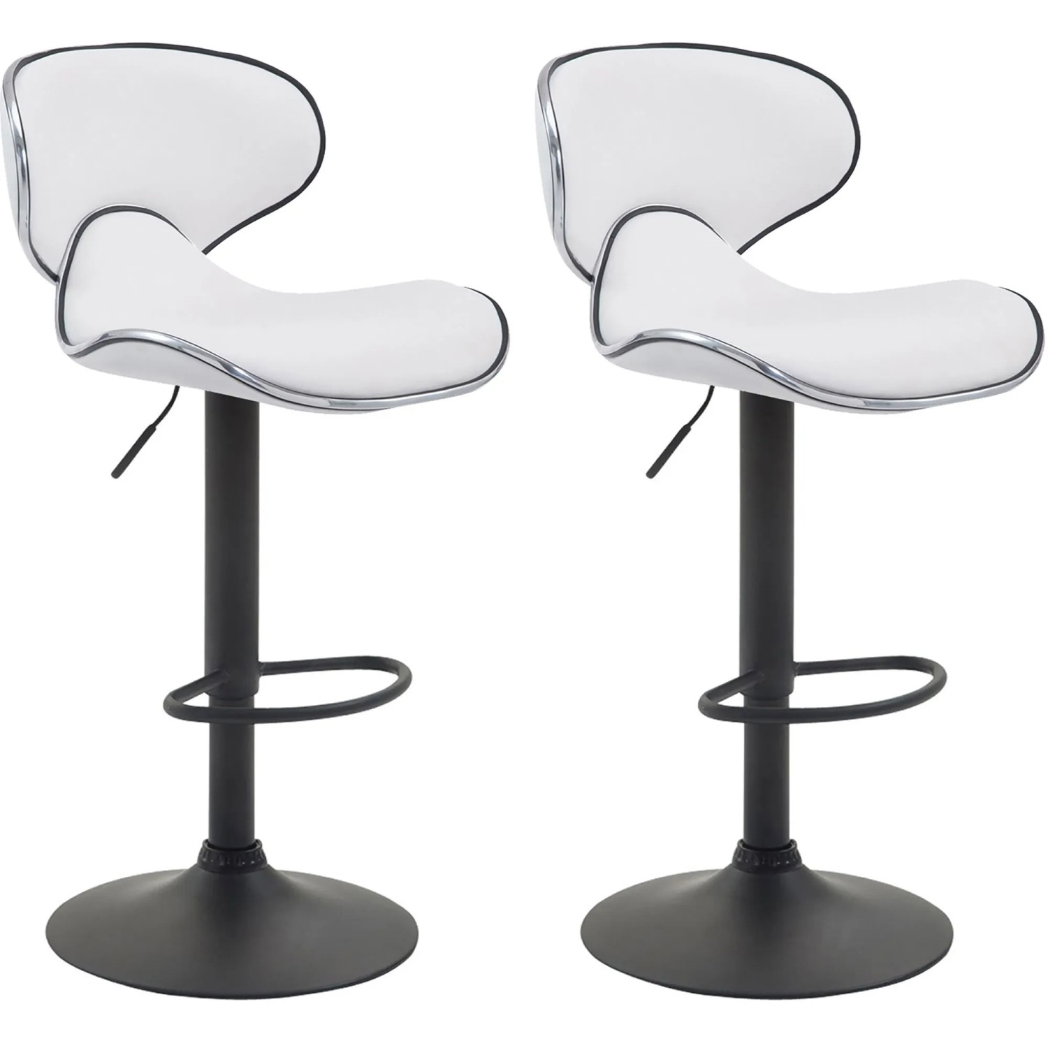 CLP 2er Set Barhocker Las Vegas Kunstleder Weiß/Schwarz