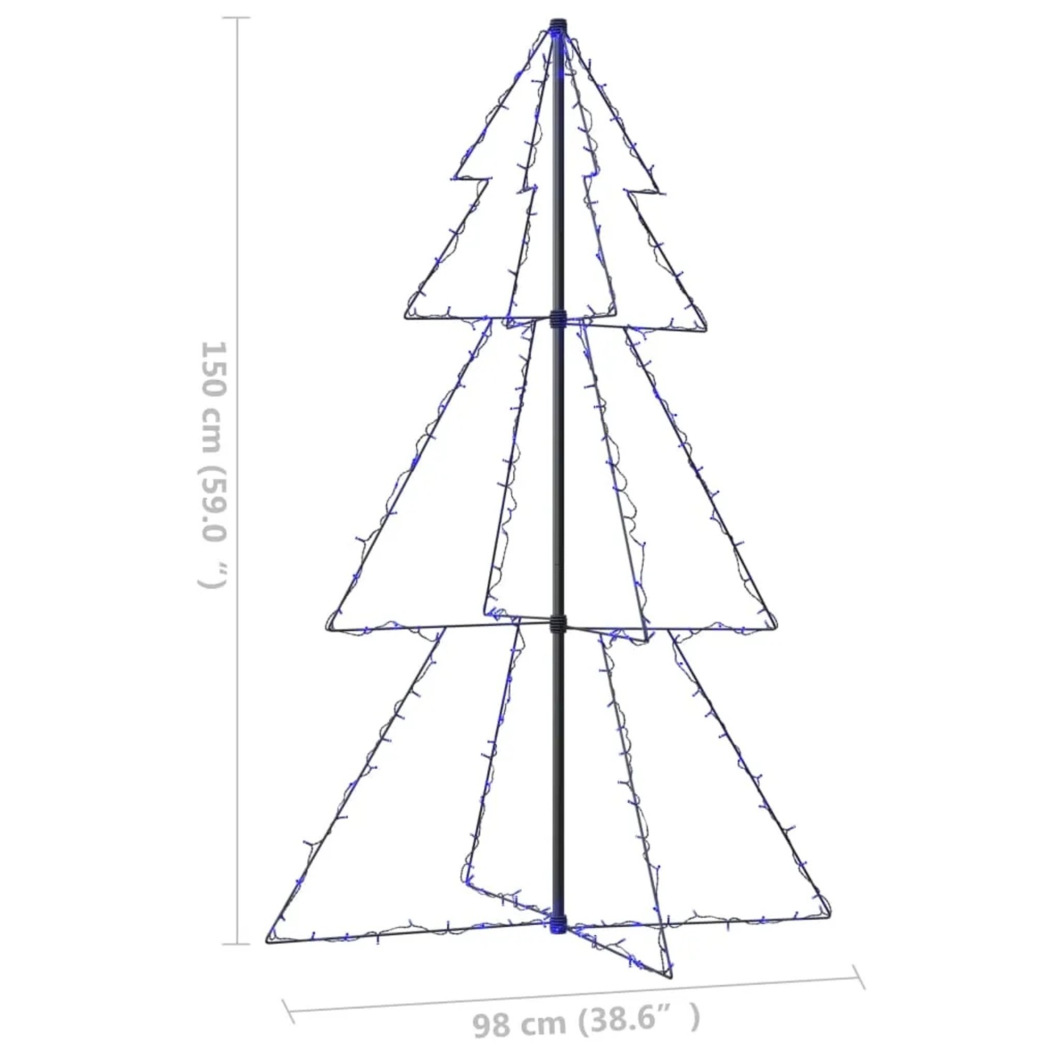 vidaXL Weihnachtskegelbaum, 150cm, mit 200 blauen LEDs für Innen & Außen.